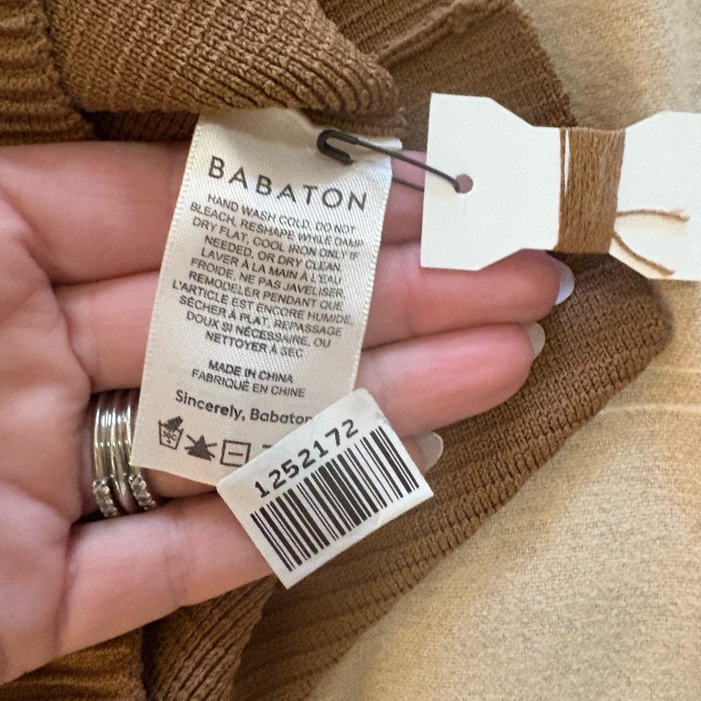 Babaton | Aritzia Sculpt Knit One-shoulder mini bodycon Dress gold brown XS - Picture 10 of 12